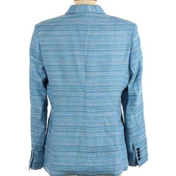 Vtg 80's Nicola Blue Striped Boyfriend Single Breasted Button Down Blazer Sz 12 - Picture 8 of 14
